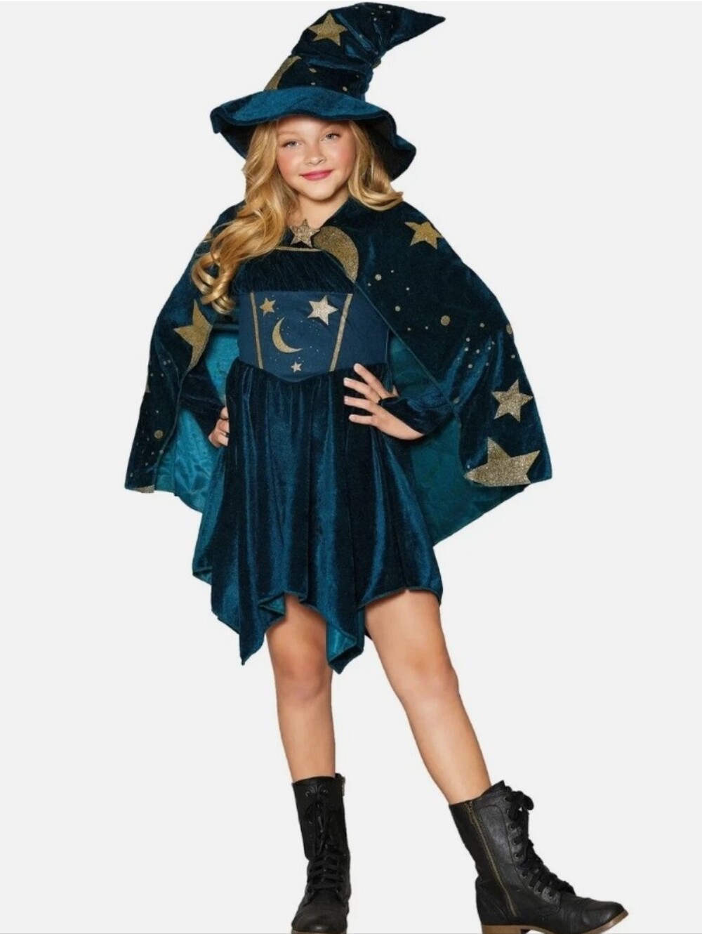 Green Velvet And Gold Sparkle Wizard Costume